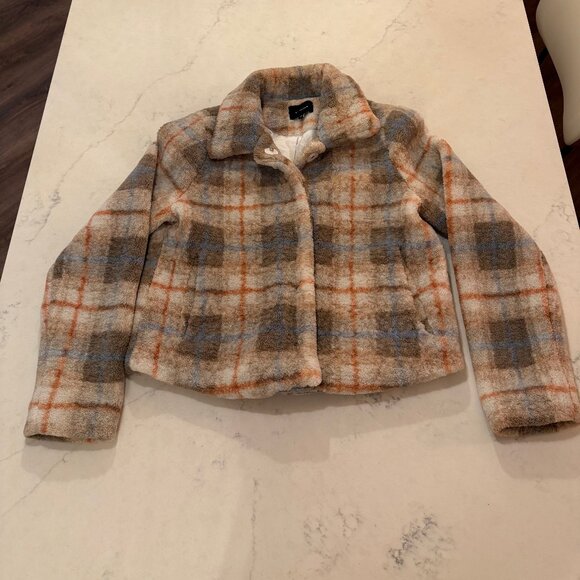 EN SAISON Plaid Faux Shearling Jacket In Multi Size Small - Picture 4 of 8